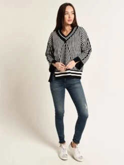 Moon River Knit Top -Saintbernard Shop mr4165 black whitealt1