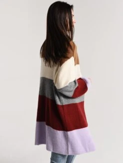 Moon River Bubble Sleeve Oversized Cardigan -Saintbernard Shop mr4542 lavendarstripealt1