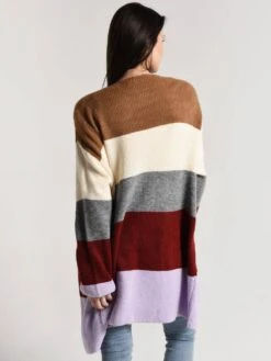 Moon River Bubble Sleeve Oversized Cardigan -Saintbernard Shop mr4542 lavendarstripealt2