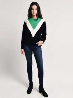 English Factory Color Block Knit Sweater -Saintbernard Shop os104t blackalt1