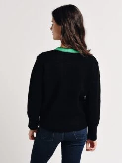 English Factory Color Block Knit Sweater -Saintbernard Shop os104t blackalt2