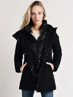 Herno Women's 2 Ply Goretex Waterproof A-Line Jacket With Removable Hood -Saintbernard Shop p1048dl 11121 blackalt2