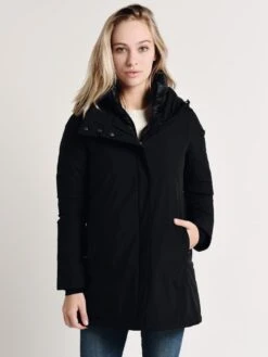 Herno Women's 2 Ply Goretex Waterproof A-Line Jacket With Removable Hood -Saintbernard Shop p1048dl 11121 blackalt3