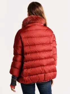 Herno Women's Sateen Short Cocoon Jacket With Fur Collar -Saintbernard Shop p10829d 12170 redalt2