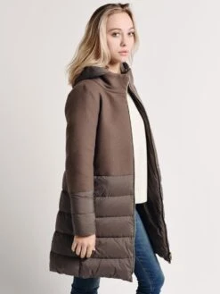 Herno Women's Half Wool Half Puffer Coat With Removable Hood -Saintbernard Shop p10848d 39601 taupealt1