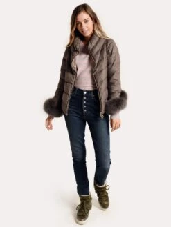 Herno Cashmere Silk Short Jacket With Fox Cuffs -Saintbernard Shop p10876d 38087 greyalt1