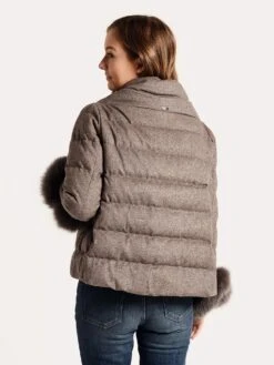 Herno Cashmere Silk Short Jacket With Fox Cuffs -Saintbernard Shop p10876d 38087 greyalt3