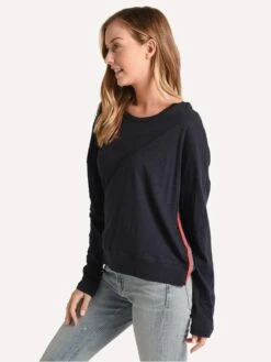 Sundry Side Stripes Easy Long Sleeve Sweatshirt 9 Sundry Side Stripes Easy Long Sleeve Sweatshirt -Saintbernard Shop p3 793t5 navysidestripesalt1