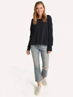 Sundry Side Stripes Easy Long Sleeve Sweatshirt 11 Sundry Side Stripes Easy Long Sleeve Sweatshirt -Saintbernard Shop p3 793t5 navysidestripesalt3