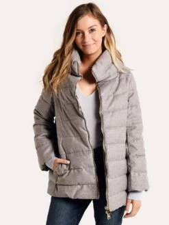 Herno Wool Lurex Short Cocoon Jacket With Belle Sleeves -Saintbernard Shop pc0046d 33520s palegrey