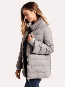 Herno Wool Lurex Short Cocoon Jacket With Belle Sleeves -Saintbernard Shop pc0046d 33520s palegreyalt2