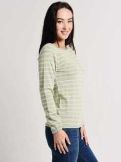 Majestic Cashmere Stripe Long Sleeve Boat Neck Sweater -Saintbernard Shop t012 fpu018 grischineclair jaunefluoalt1