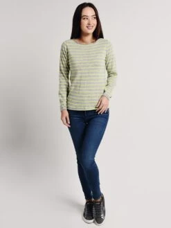 Majestic Cashmere Stripe Long Sleeve Boat Neck Sweater -Saintbernard Shop t012 fpu018 grischineclair jaunefluoalt3