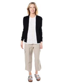 Tommy Bahama Women's Pickford Frayed Cardigan -Saintbernard Shop tw413116 blackalt1